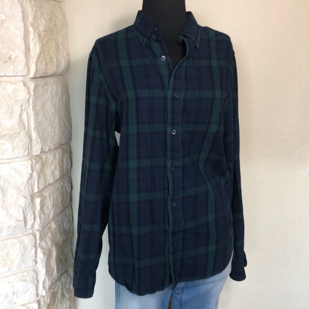Blue And Green Plaid Tartan Button-Down Shirt